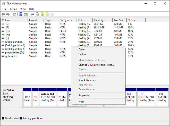 disk management manage laptop hard drive size