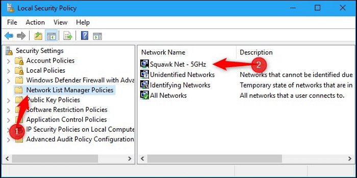 network list manager policies