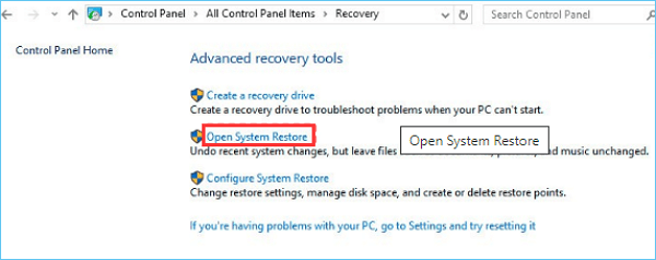 Open System Restore