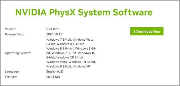 NVIDIA Physx System Software