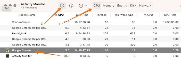 Close app from Activity Monitor