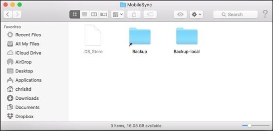 open backup in finder