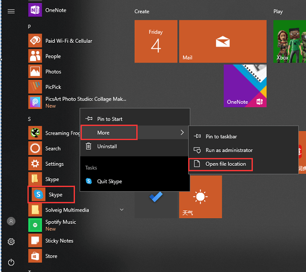 Find shortcur of one app from Start Menu