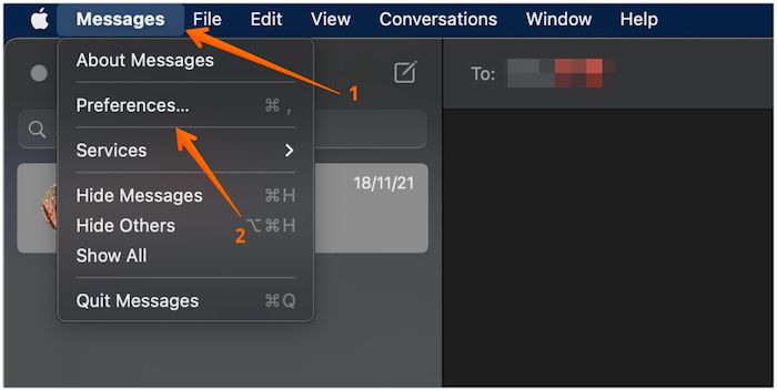 Open Messages preferences on Mac