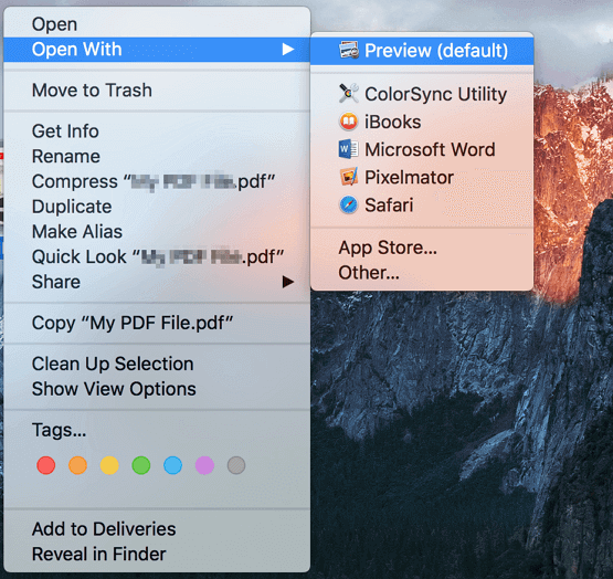 open PDF files with macOS Preview