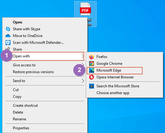 open PDF files with Microsoft Edge