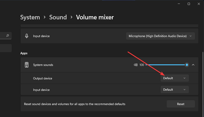 output device menu