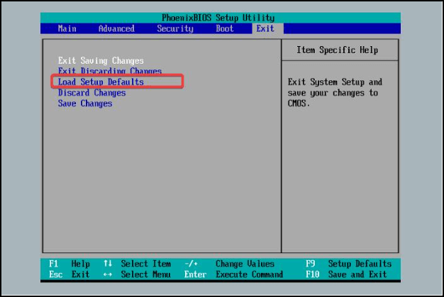 choose load setup defaults