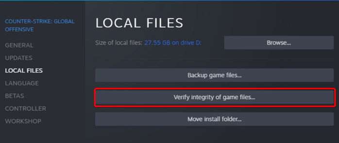 press verify integrity of game files