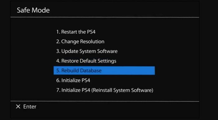 Rebuild Database PS4