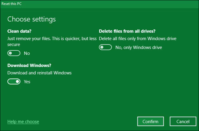 confirm your reinstall options