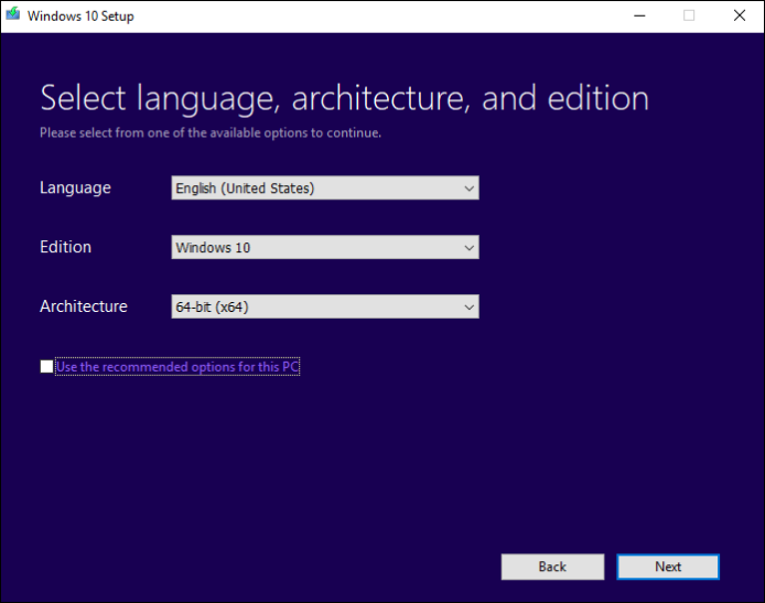 choose the language architecture and edition