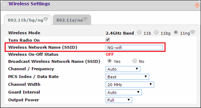 Renaming SSID Screen