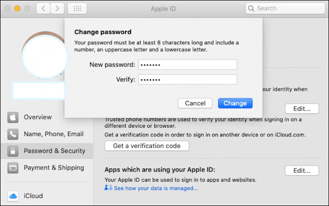 reset Apple ID password