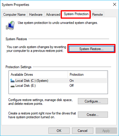 restore windows 10 to a previous state