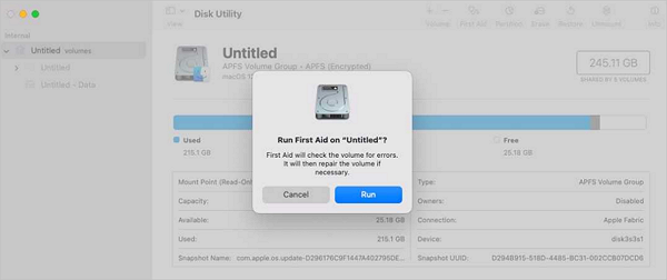 Run First Aid and repair startup disk on Mac