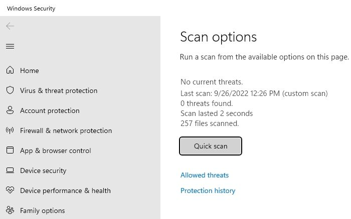 Scan Results Windows Security