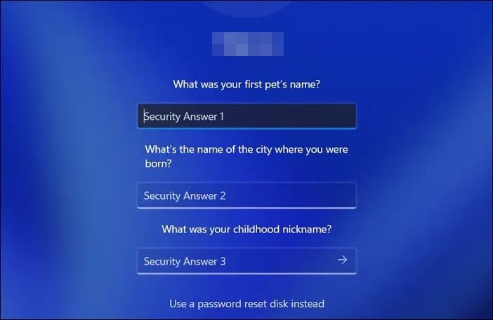 Answer Security Question