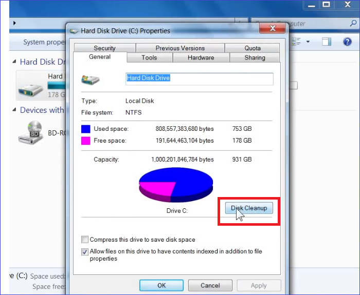 run disk clean up