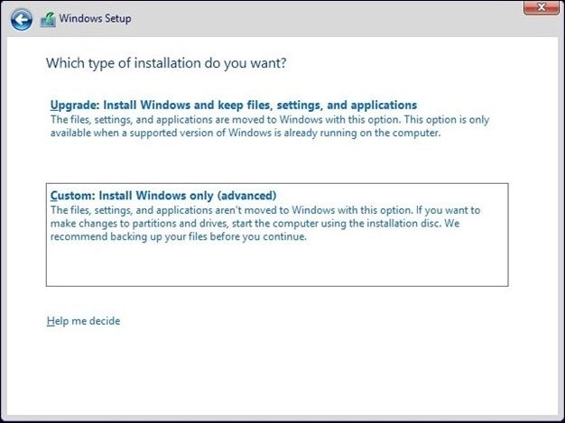 select install windows only