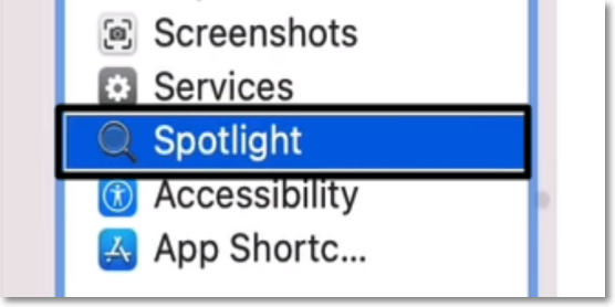 select spotlight from left hand column