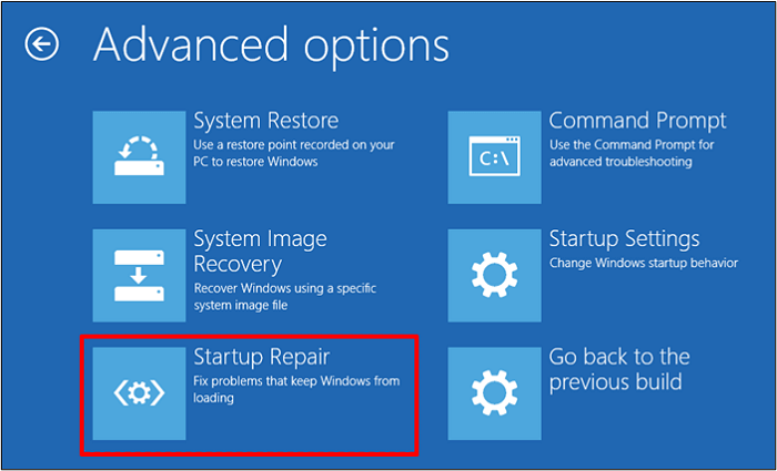 select startup repair