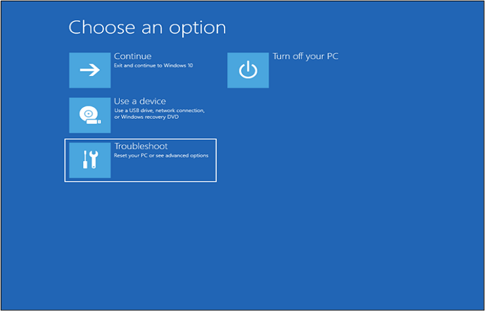 select Troubleshoot