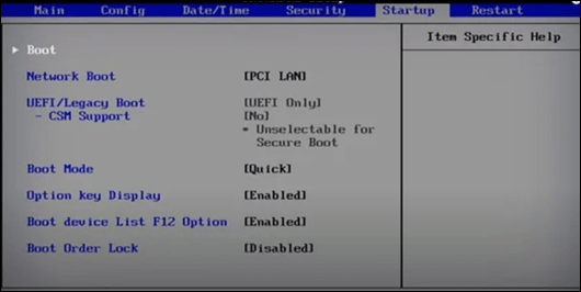 bios setup user interface