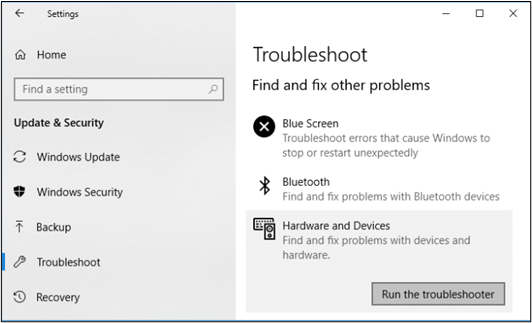 troubleshoot in update and security