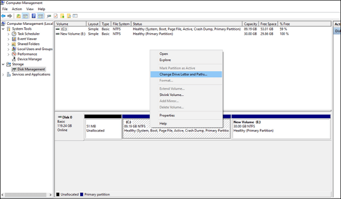 change drive letter and paths