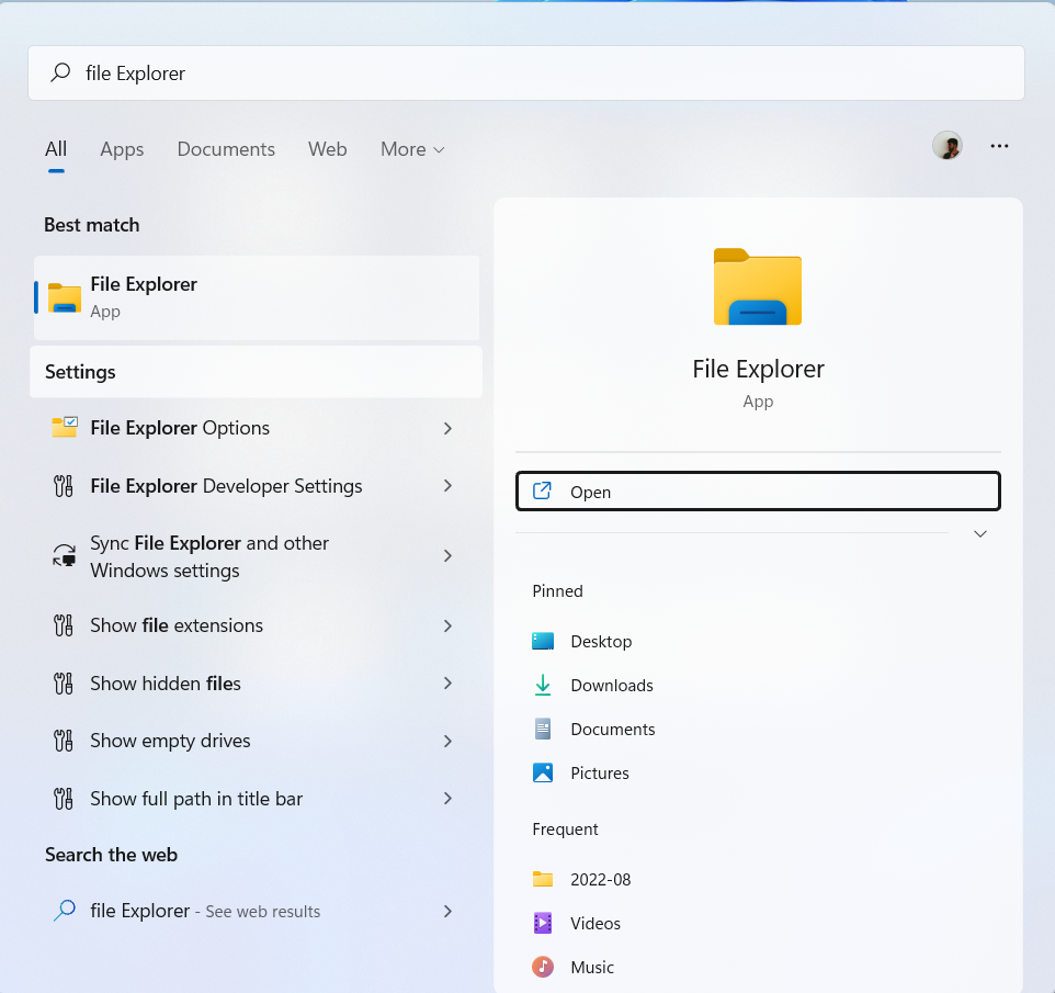 start file explorer