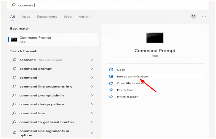 open Command Prompt as administrator