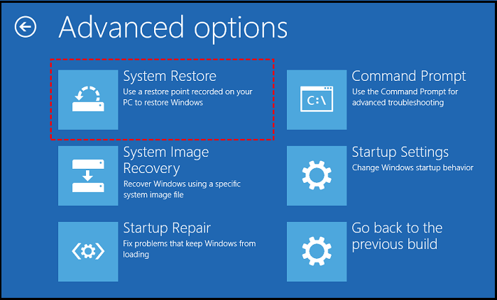 choose system restore