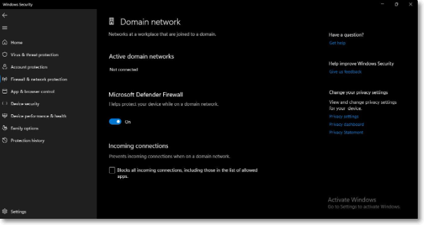 toggle the firewall switch to off