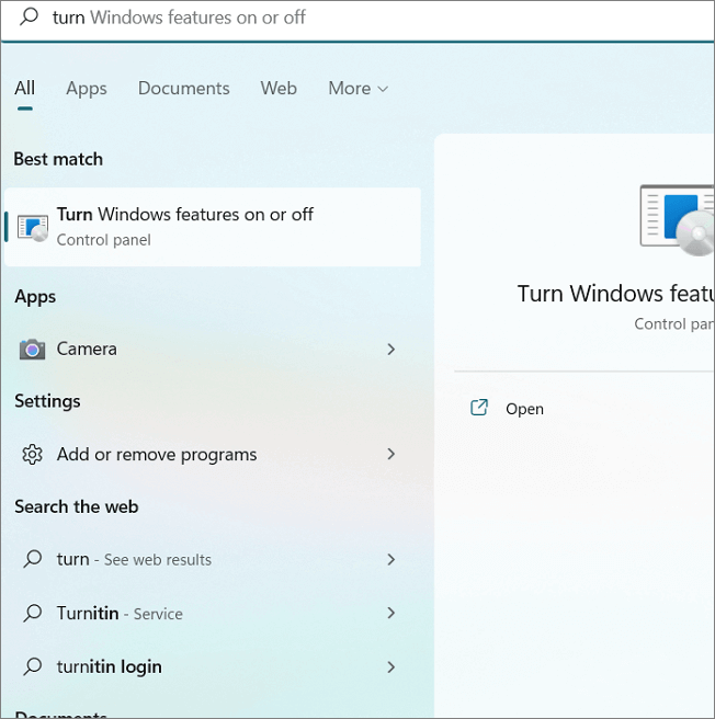 turn windows features