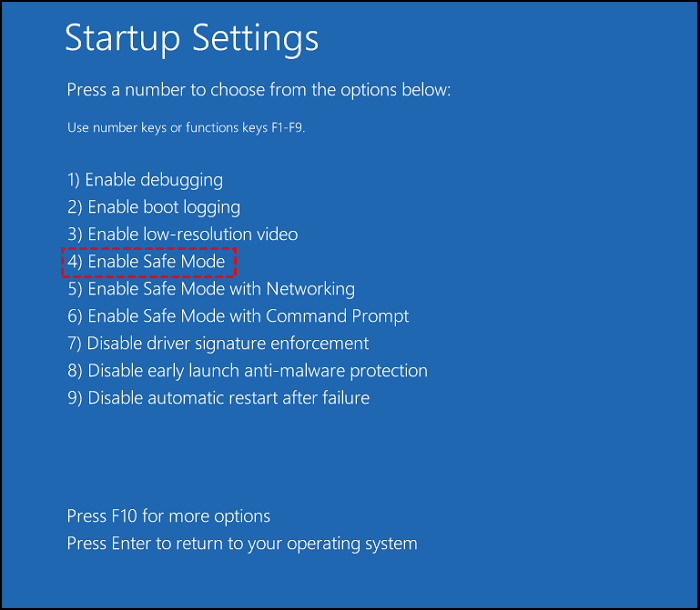 select enable safe mode