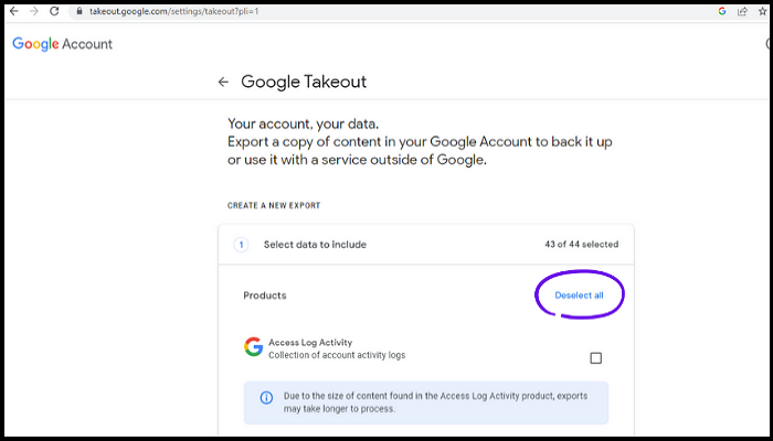 using google takeout feature-1