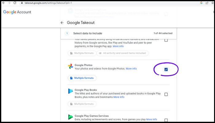 using google takeout feature-2