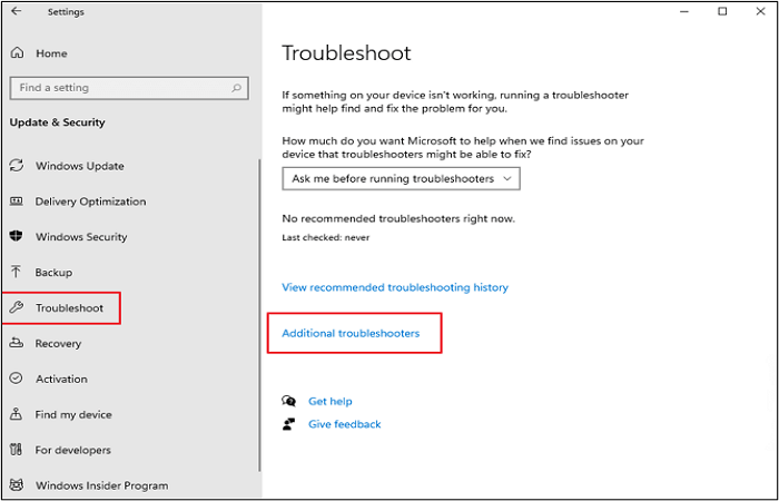 search for Troubleshoot