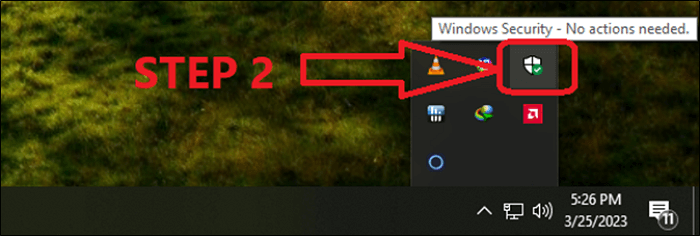 click Windows Defender icon