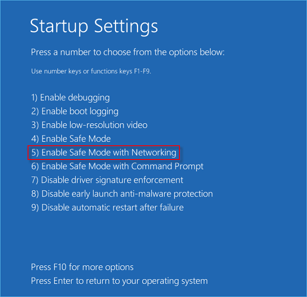 Enable Safe Mode with Networking