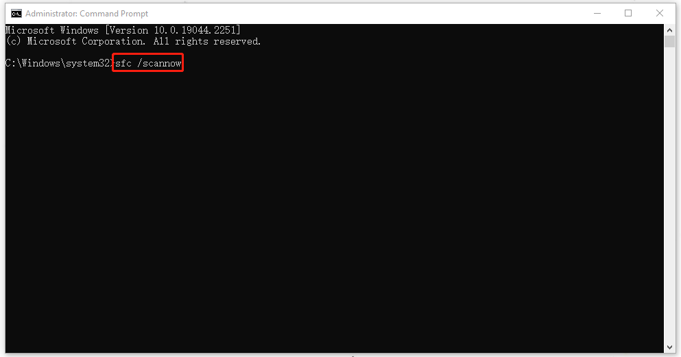 input sfc /scannow and press enter