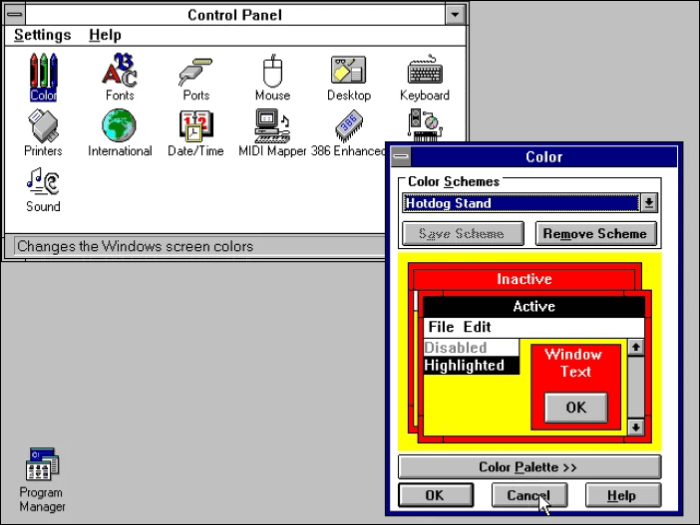 windows control panel 3.1