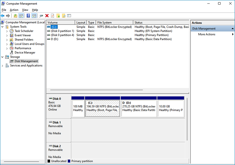 Windows disk management