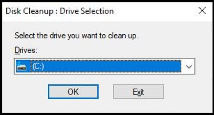 selecting the drive for clean up