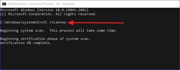 type the sfc /scannow command