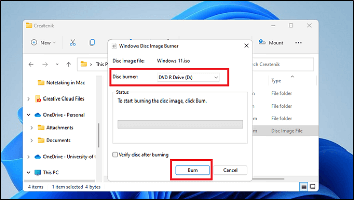 select the DVD/CD ROM path