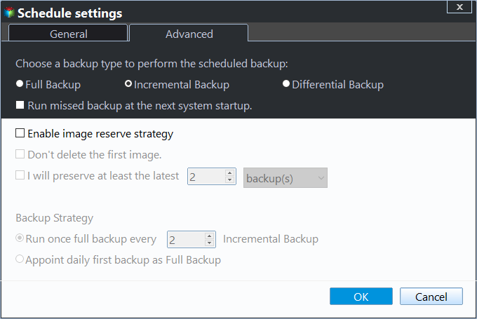 set backup scheme