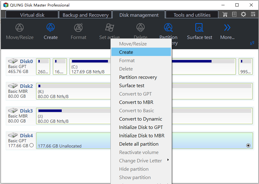 create partition step 1