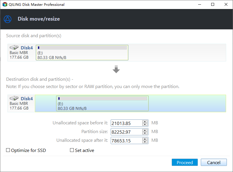 disk partition information after resizing